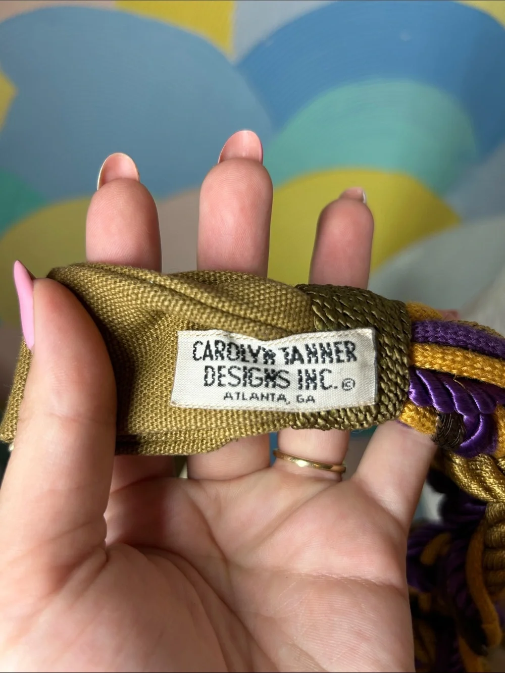 Vintage 1980s Carolyn Tanner Purple & Gold Twisted Rope Waist Belt